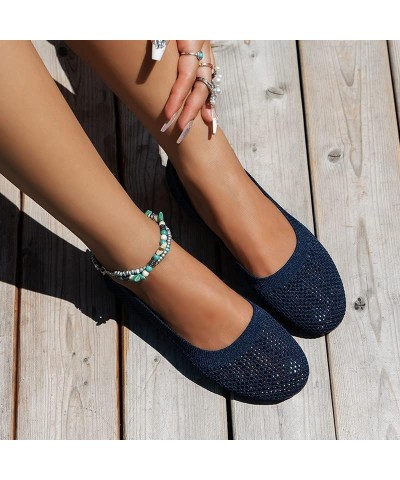 Casual Sandals Women Ladies Fashion Solid Color Breathable Mesh Shallow Mouth Comfortable Flat Casual Shoes Navy $11.52 Sandals