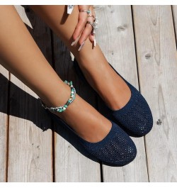 Casual Sandals Women Ladies Fashion Solid Color Breathable Mesh Shallow Mouth Comfortable Flat Casual Shoes Navy $11.52 Sandals