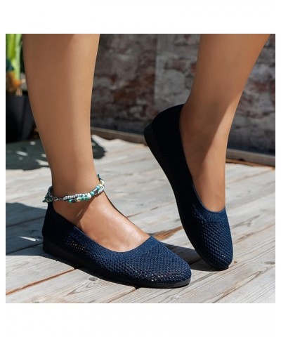 Casual Sandals Women Ladies Fashion Solid Color Breathable Mesh Shallow Mouth Comfortable Flat Casual Shoes Navy $11.52 Sandals