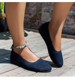 Casual Sandals Women Ladies Fashion Solid Color Breathable Mesh Shallow Mouth Comfortable Flat Casual Shoes Navy $11.52 Sandals