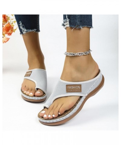 Womens Flat Sandals Casual Soft Fashion Ladies Flat Sandals Footbed Arch Support Flat Sandals Platform Sandals Women Grey $13...