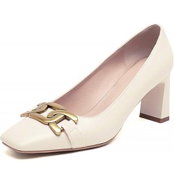 Women's Square Head Block Heel Pumps with 3 Colors Beige $29.16 Pumps