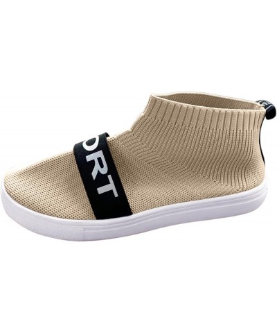 Ladies Casual Mesh Hollow Breathable Fly Weave High Top Flat Bottom Large Size Casual Shoes Cute Flat Pool Sandals Khaki $10....