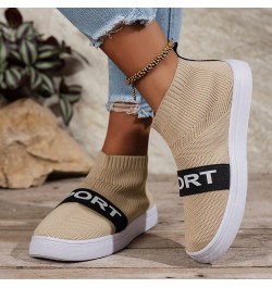 Ladies Casual Mesh Hollow Breathable Fly Weave High Top Flat Bottom Large Size Casual Shoes Cute Flat Pool Sandals Khaki $10....