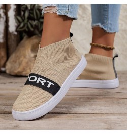 Ladies Casual Mesh Hollow Breathable Fly Weave High Top Flat Bottom Large Size Casual Shoes Cute Flat Pool Sandals Khaki $10....