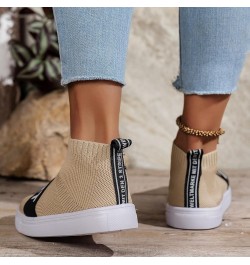 Ladies Casual Mesh Hollow Breathable Fly Weave High Top Flat Bottom Large Size Casual Shoes Cute Flat Pool Sandals Khaki $10....