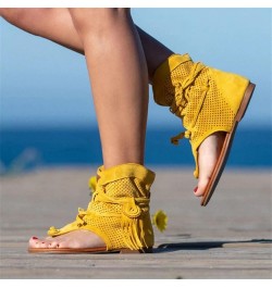 Flat Flip Flops Gladiator Heel Sandals Vintage Toe Ankle Boots Bohemian T-Strap Sandals Retro Bohemian Beach Roman Boots Tass...