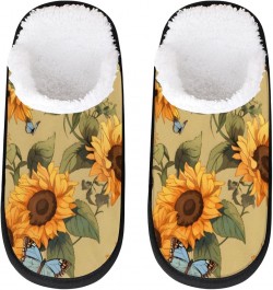 Sunflower Blue Butterfly Women's Indoor Bedroom Slippers Soft Fuzzy Slip On House Slippers for Winter Bedroom Outdoor Yellow,...