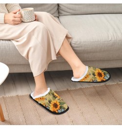 Sunflower Blue Butterfly Women's Indoor Bedroom Slippers Soft Fuzzy Slip On House Slippers for Winter Bedroom Outdoor Yellow,...