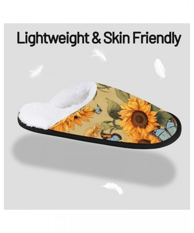 Sunflower Blue Butterfly Women's Indoor Bedroom Slippers Soft Fuzzy Slip On House Slippers for Winter Bedroom Outdoor Yellow,...