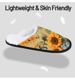 Sunflower Blue Butterfly Women's Indoor Bedroom Slippers Soft Fuzzy Slip On House Slippers for Winter Bedroom Outdoor Yellow,...