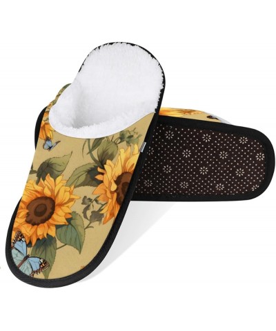 Sunflower Blue Butterfly Women's Indoor Bedroom Slippers Soft Fuzzy Slip On House Slippers for Winter Bedroom Outdoor Yellow,...