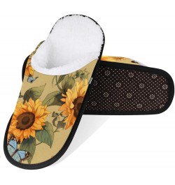 Sunflower Blue Butterfly Women's Indoor Bedroom Slippers Soft Fuzzy Slip On House Slippers for Winter Bedroom Outdoor Yellow,...