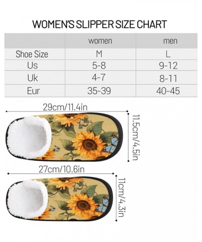 Sunflower Blue Butterfly Women's Indoor Bedroom Slippers Soft Fuzzy Slip On House Slippers for Winter Bedroom Outdoor Yellow,...