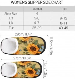 Sunflower Blue Butterfly Women's Indoor Bedroom Slippers Soft Fuzzy Slip On House Slippers for Winter Bedroom Outdoor Yellow,...