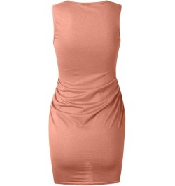 Long Sleeve Dress for Petite Women Casual Ruched Sleeveless Women's Round Neckline Slim Dress Dress Hem Mini Orange ➤➤ 2024 D...