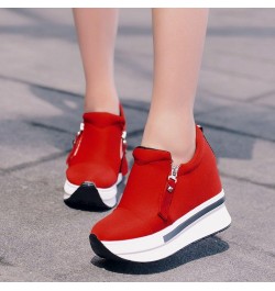 Women Sneakers Wedges Boots Platform Shoes Slip On Ankle Boots Casual Shoes Red 02 $18.53 Boots