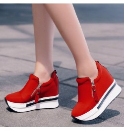 Women Sneakers Wedges Boots Platform Shoes Slip On Ankle Boots Casual Shoes Red 02 $18.53 Boots