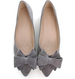 Women's Lace Bowtie Ballets Flats Plaid Pointy Toe Slip on Non-Slip Dress Ballerina Flat Shoes C Grey $11.99 Flats