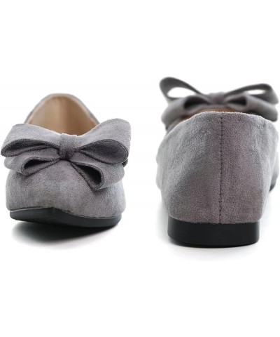 Women's Lace Bowtie Ballets Flats Plaid Pointy Toe Slip on Non-Slip Dress Ballerina Flat Shoes C Grey $11.99 Flats