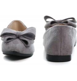 Women's Lace Bowtie Ballets Flats Plaid Pointy Toe Slip on Non-Slip Dress Ballerina Flat Shoes C Grey $11.99 Flats