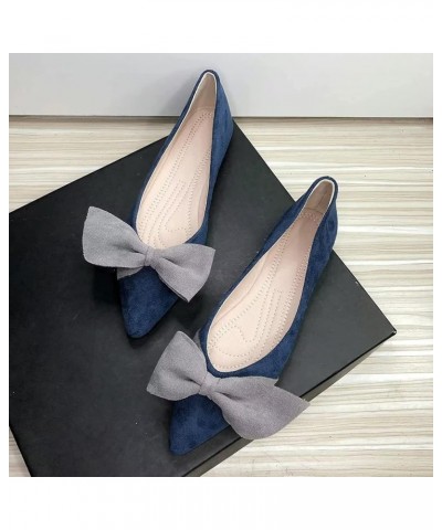 Women's Colorful Contrast Color Bow Ballerina Flat Shoes Pointy Toe Beautiful Dress Ballets Flats for Wedding C Blue $10.59 F...