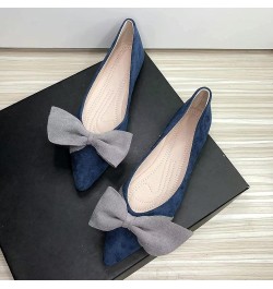 Women's Colorful Contrast Color Bow Ballerina Flat Shoes Pointy Toe Beautiful Dress Ballets Flats for Wedding C Blue $10.59 F...