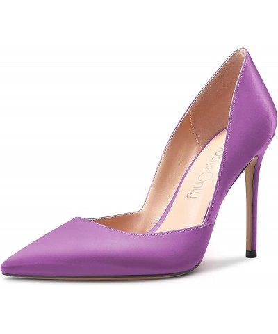 Women High Heel Stilettos Pointed Toe Slip-on Pumps Dress Wedding Party 3.9 Inches Heels Purple $38.19 Pumps