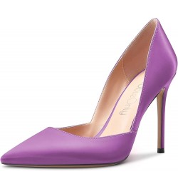 Women High Heel Stilettos Pointed Toe Slip-on Pumps Dress Wedding Party 3.9 Inches Heels Purple $38.19 Pumps