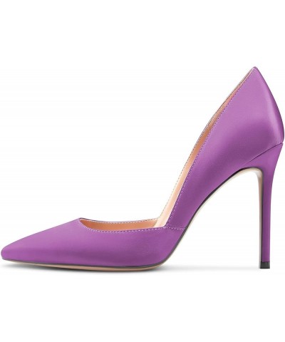 Women High Heel Stilettos Pointed Toe Slip-on Pumps Dress Wedding Party 3.9 Inches Heels Purple $38.19 Pumps