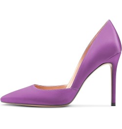 Women High Heel Stilettos Pointed Toe Slip-on Pumps Dress Wedding Party 3.9 Inches Heels Purple $38.19 Pumps