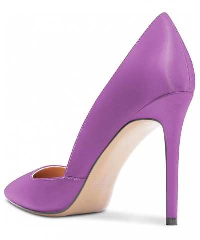 Women High Heel Stilettos Pointed Toe Slip-on Pumps Dress Wedding Party 3.9 Inches Heels Purple $38.19 Pumps