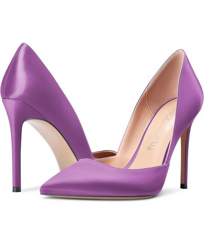 Women High Heel Stilettos Pointed Toe Slip-on Pumps Dress Wedding Party 3.9 Inches Heels Purple $38.19 Pumps