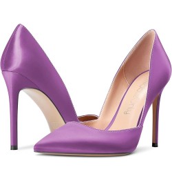 Women High Heel Stilettos Pointed Toe Slip-on Pumps Dress Wedding Party 3.9 Inches Heels Purple $38.19 Pumps