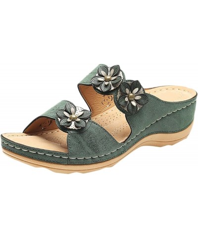 Women's Sandals Fashion Comfortable Womens Sandals Summer Wedge Sandals Women Platform Beach Sandals For Women A1-green $10.7...