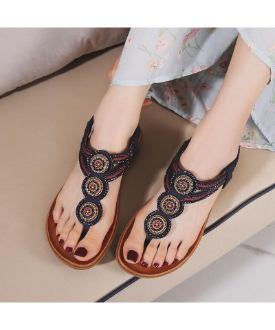 Platform sandals women wear summer Bohemian national style fake tourist soft-soled beach shoes Royal Blue $16.92 Sandals