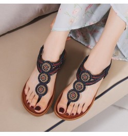 Platform sandals women wear summer Bohemian national style fake tourist soft-soled beach shoes Royal Blue $16.92 Sandals