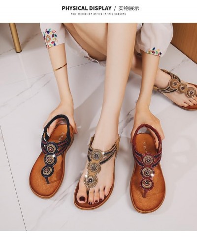 Platform sandals women wear summer Bohemian national style fake tourist soft-soled beach shoes Royal Blue $16.92 Sandals