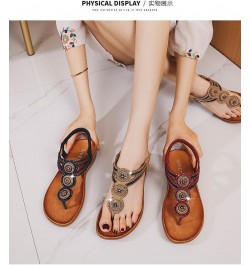 Platform sandals women wear summer Bohemian national style fake tourist soft-soled beach shoes Royal Blue $16.92 Sandals