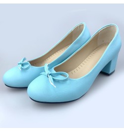 Women Closed Toe Block Heels Pumps with Bows Blue 2 $28.98 Pumps