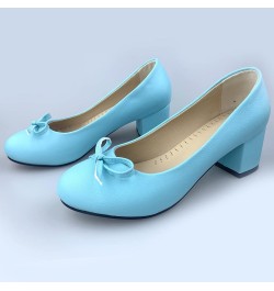 Women Closed Toe Block Heels Pumps with Bows Blue 2 $28.98 Pumps