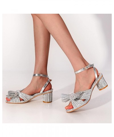 Heeled Sandal Cute Sandals For Women Black Dance Shoes Sandals Women Heels Comfortable High Heeled Sandals Fo I-silver $13.45...