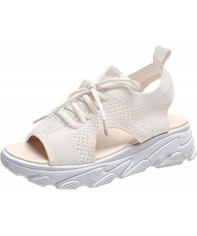 Women Platform Wedges Sandals Open Toe Athletic Shoes Womens Breathable Anti Slip Shoes Summer Women's Wedge Sandals White $2...