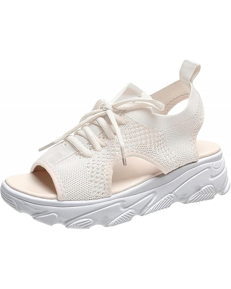 Women Platform Wedges Sandals Open Toe Athletic Shoes Womens Breathable Anti Slip Shoes Summer Women's Wedge Sandals White $2...