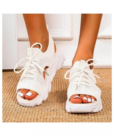 Women Platform Wedges Sandals Open Toe Athletic Shoes Womens Breathable Anti Slip Shoes Summer Women's Wedge Sandals White $2...