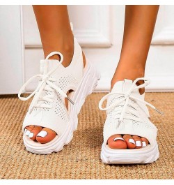 Women Platform Wedges Sandals Open Toe Athletic Shoes Womens Breathable Anti Slip Shoes Summer Women's Wedge Sandals White $2...