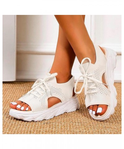 Women Platform Wedges Sandals Open Toe Athletic Shoes Womens Breathable Anti Slip Shoes Summer Women's Wedge Sandals White $2...