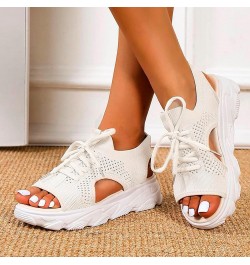 Women Platform Wedges Sandals Open Toe Athletic Shoes Womens Breathable Anti Slip Shoes Summer Women's Wedge Sandals White $2...