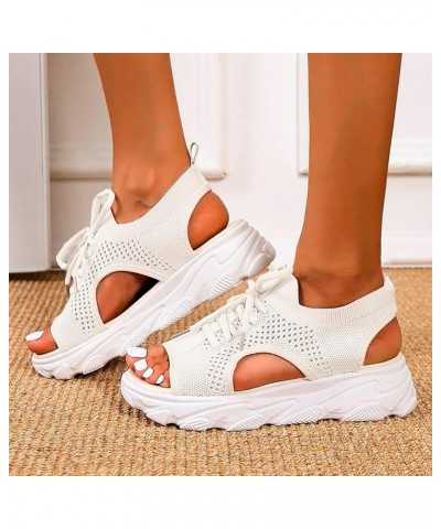 Women Platform Wedges Sandals Open Toe Athletic Shoes Womens Breathable Anti Slip Shoes Summer Women's Wedge Sandals White $2...