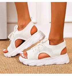 Women Platform Wedges Sandals Open Toe Athletic Shoes Womens Breathable Anti Slip Shoes Summer Women's Wedge Sandals White $2...